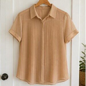 Camel Pleated Blouse